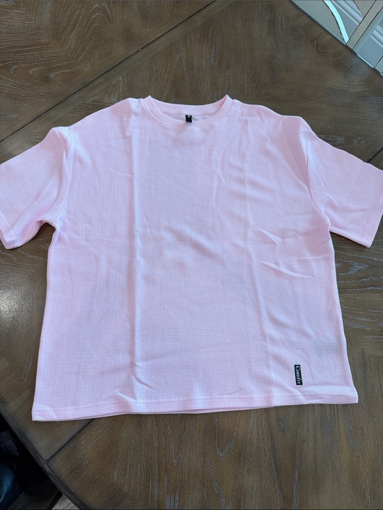 Comfrt Tops - Light Pink Waffle Short-Sleeve Tee - Brand: blank